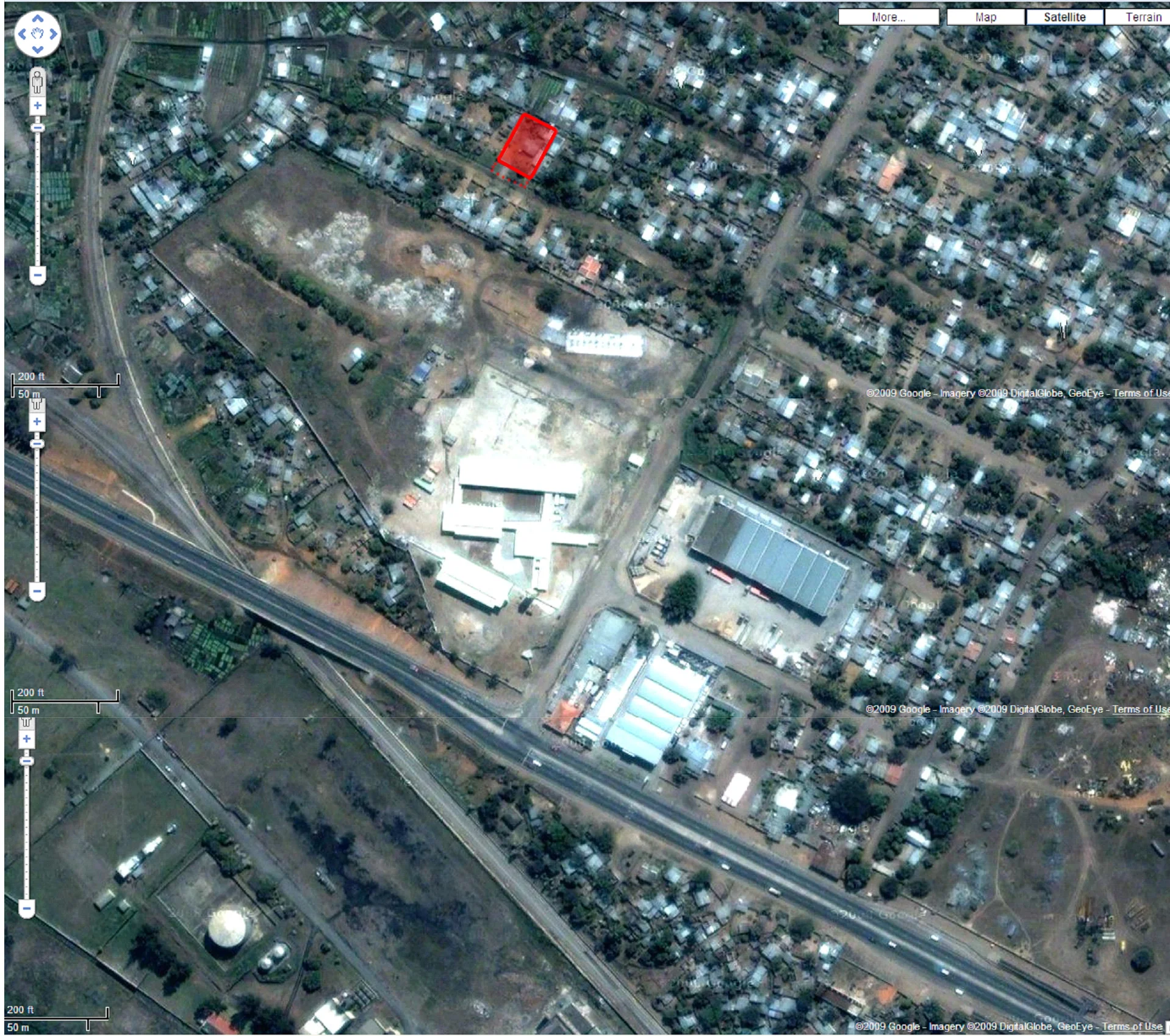 Aerial image indicating site location