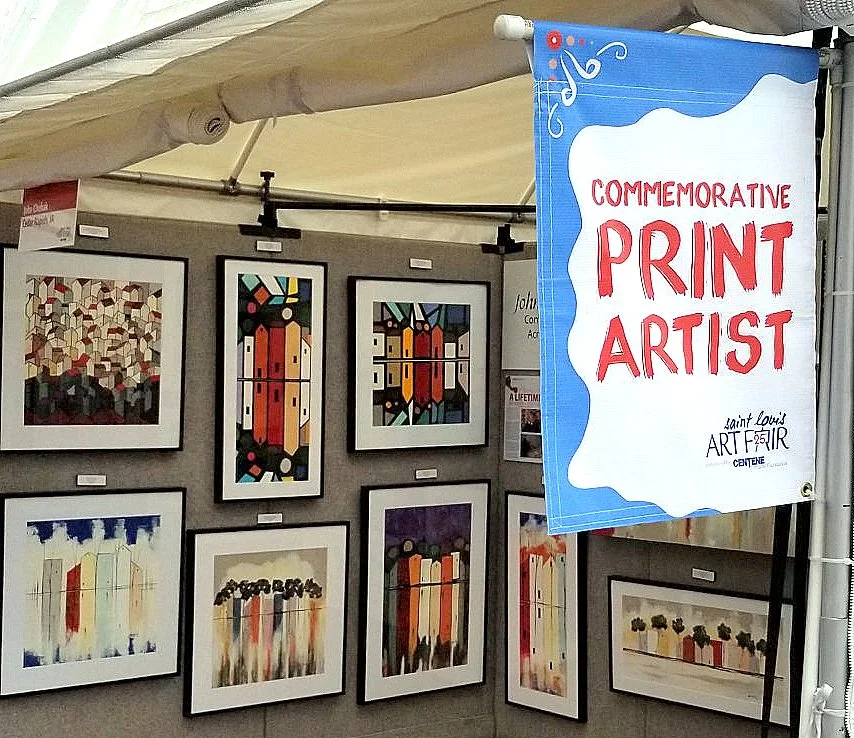 At this time, I don’t offer “prints” or other reproductions. In 2018 I selected as the “Print Artist” for the St. Louis Art Fair. They used a reproduction of one of my paintings on the art fair printed material.s.