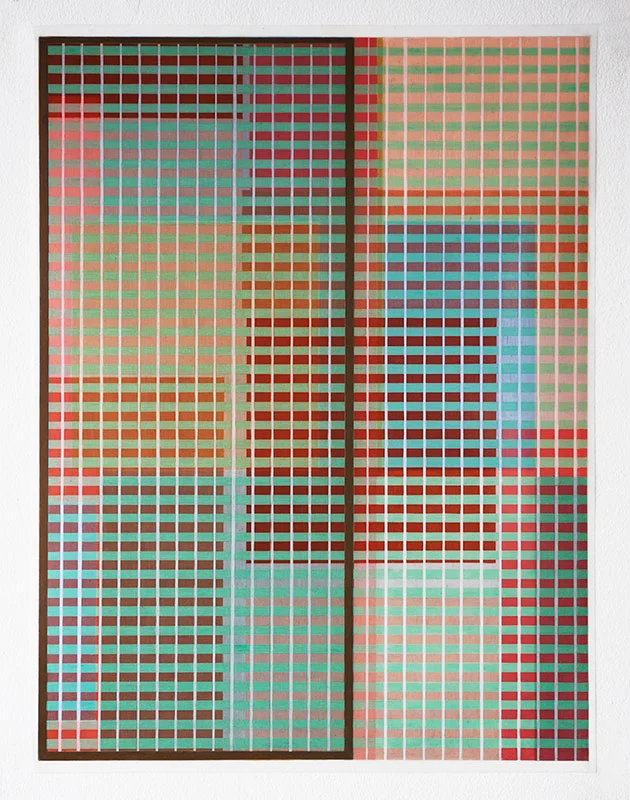 6 & 48 , 2017-18, Wax and pigment pencil on drafting film, 24” x 18”