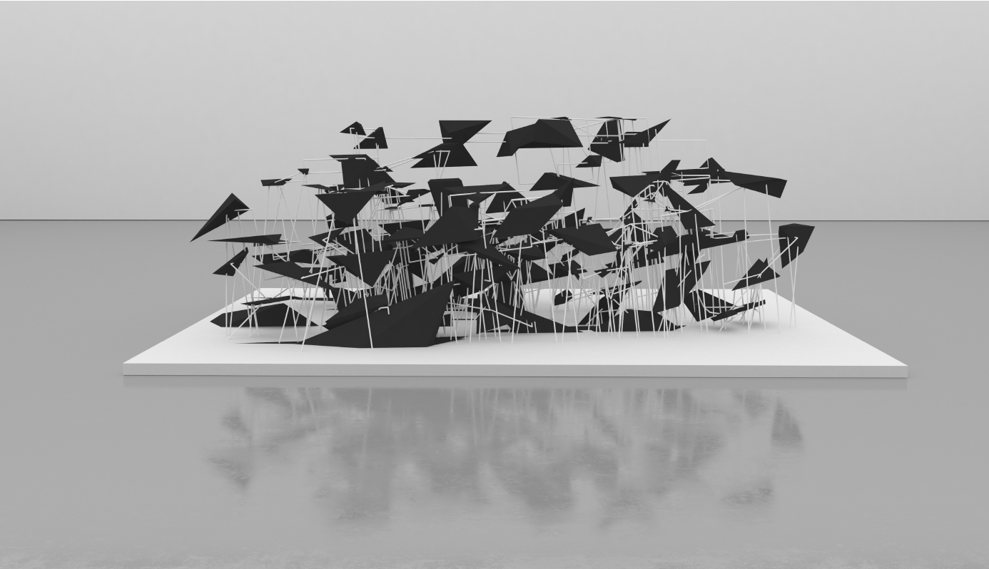 Vanité (bureau astro), 2016, Polylactic acid, steel, aluminium, mixed media, 76 ⅜” x 192 ⅛” x 144”