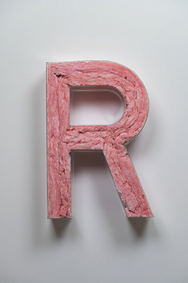  Caroline Monnet,  R-value , 2020, Mineral wool and plexiglass, 36” x 24 1/2” x 8” 