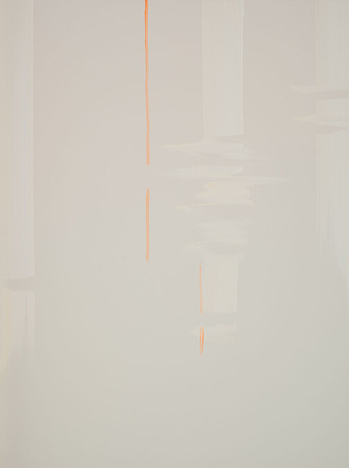   Wanda Koop ,  Reflect (Pale peach, luminous orange) , 2019, ,Acrylic on canvas, 40” x 30” 