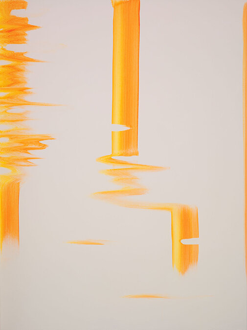   Wanda Koop ,  Reflect (Luminous orange, light) , 2019, Acrylic on canvas, 40” x 30” 