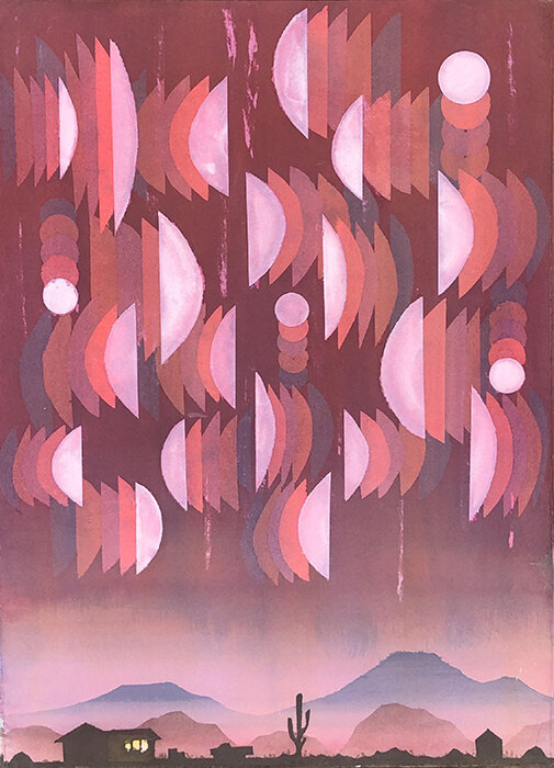   Simon Hughes ,  Red State , 2020, Aquarelle sur papier, 28” x 20” 