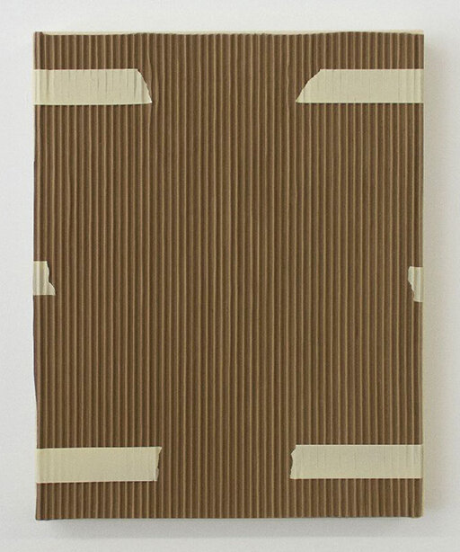   Tammi Campbell ,  Corrugated Cardboard with Masking Tape on Canvas , 2017, Acrylique sur toile, 20” x 16” 