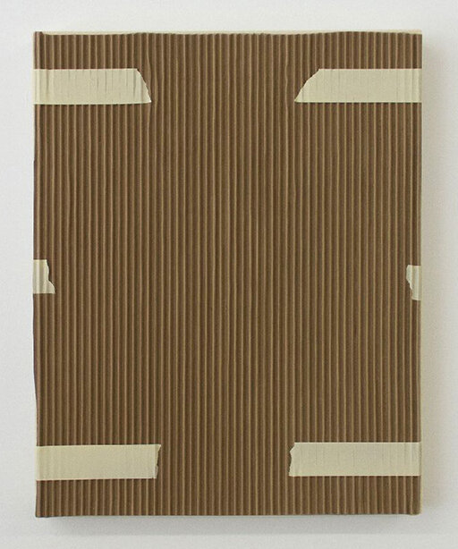   Tammi Campbell ,  Corrugated Cardboard with Masking Tape on Canvas , 2017, Acrylic on canvas, 20” x 16” 