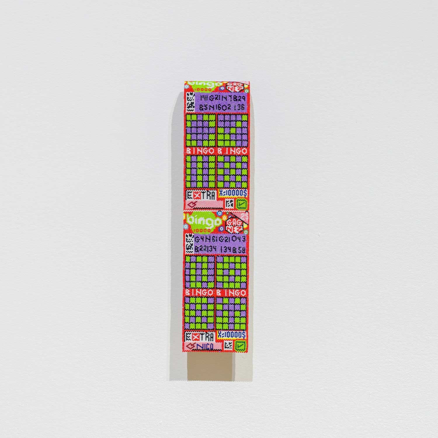 Nico Williams, Bingo (Red), 2019, Glass Beads 16 1/2” x 3 “1/2 in. (Copy)