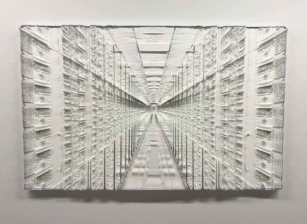  Nicolas Baier  -  Sauvegarde 3 , 2019   Mousse haute densité, epoxy / High density foam, epoxy 36 x 58 in.  