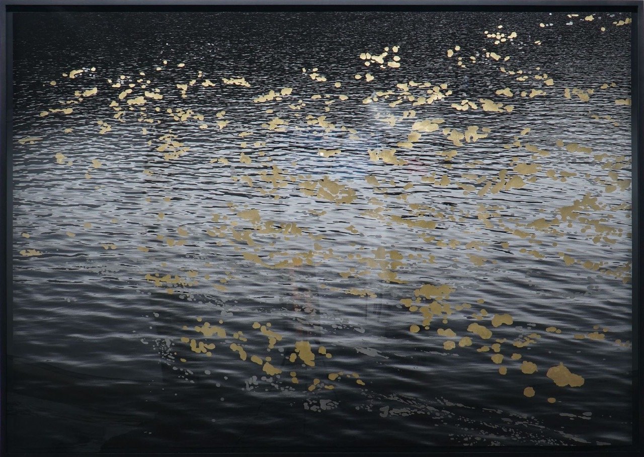   Geneviève Cadieux -   Gold river (Variation 1) , 2024  Impression au jet d'encre, feuille d'or / Inkjet print, gold leaf 58 1/2 x 82 1/4 in. 