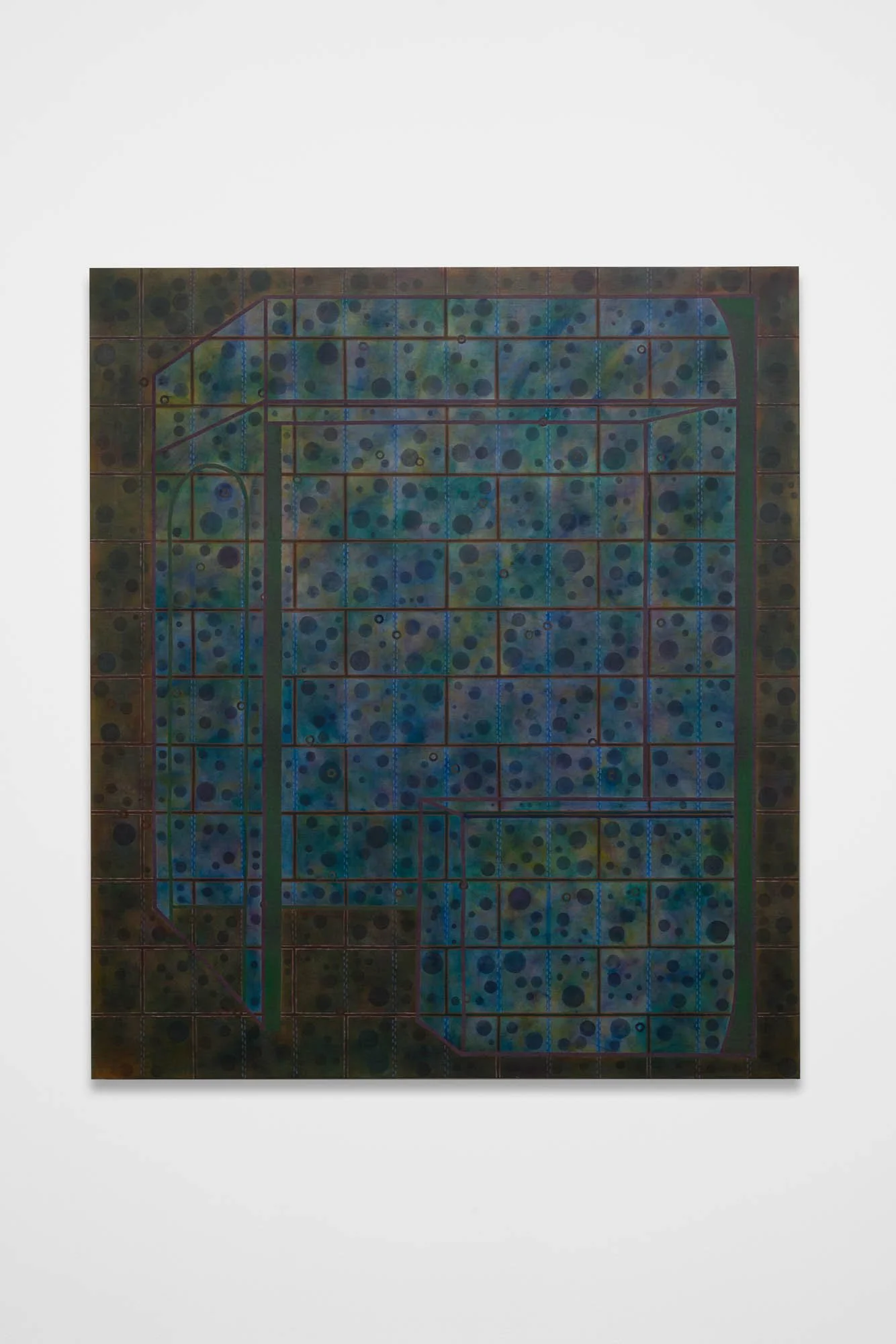 Patrick Howlett, random rules , 2025, Détrempe, gomme-laque et huile sur toile de lin / distemper, shellac and oil on linen, 48 x 42 in