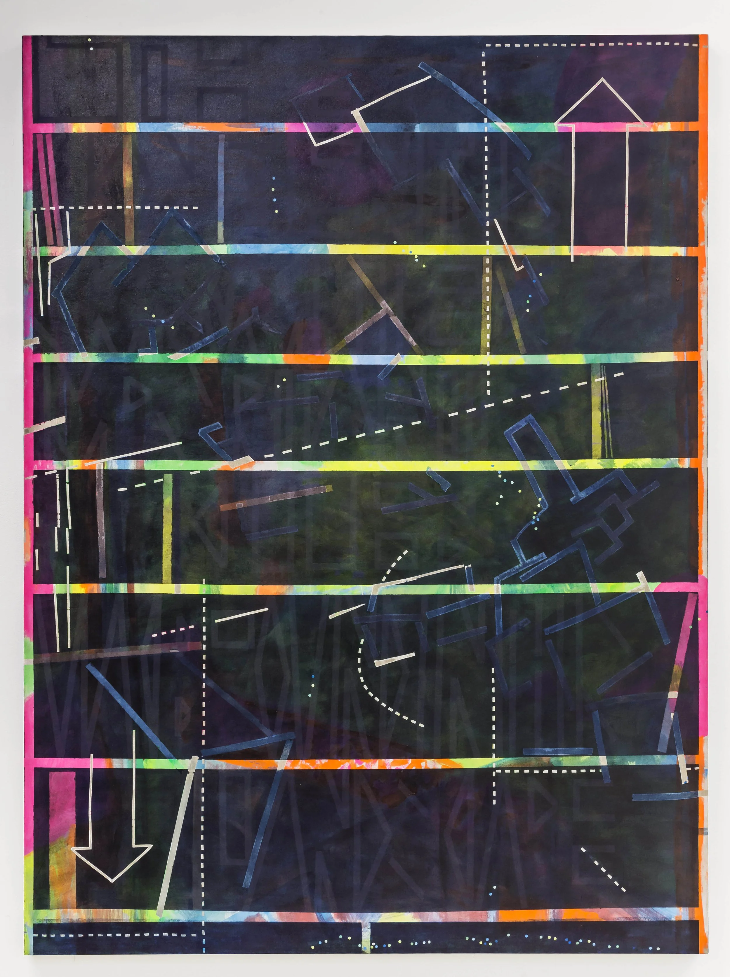 Patrick Howlett, important clues may be found in this landscape , 2015, Détrempe et huile sur lin / Distemper and oil on linen 96 x 72 in