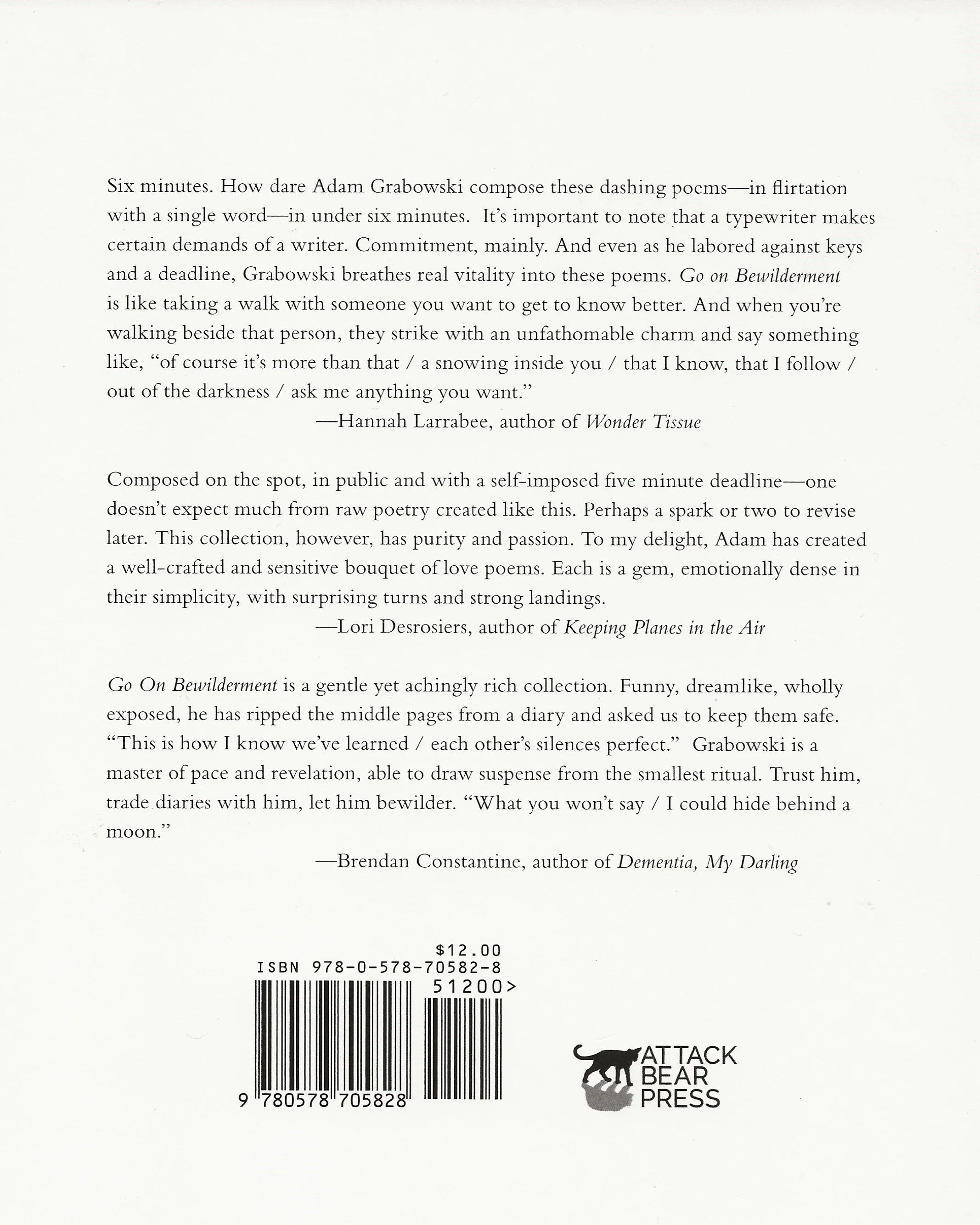 Go on Bewilderment blurbs