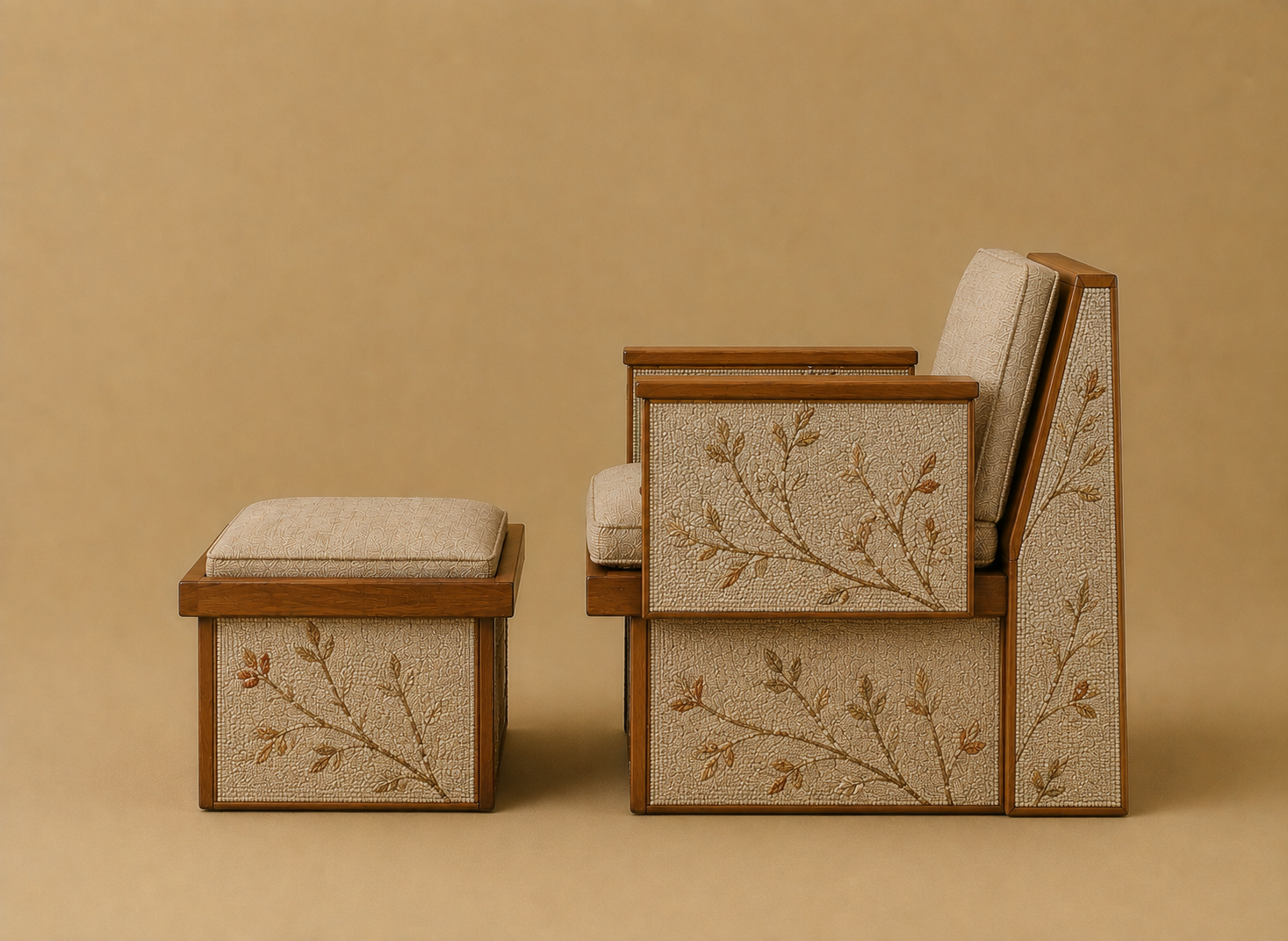 Embroidered Wooden Armchair and Ottoman.png