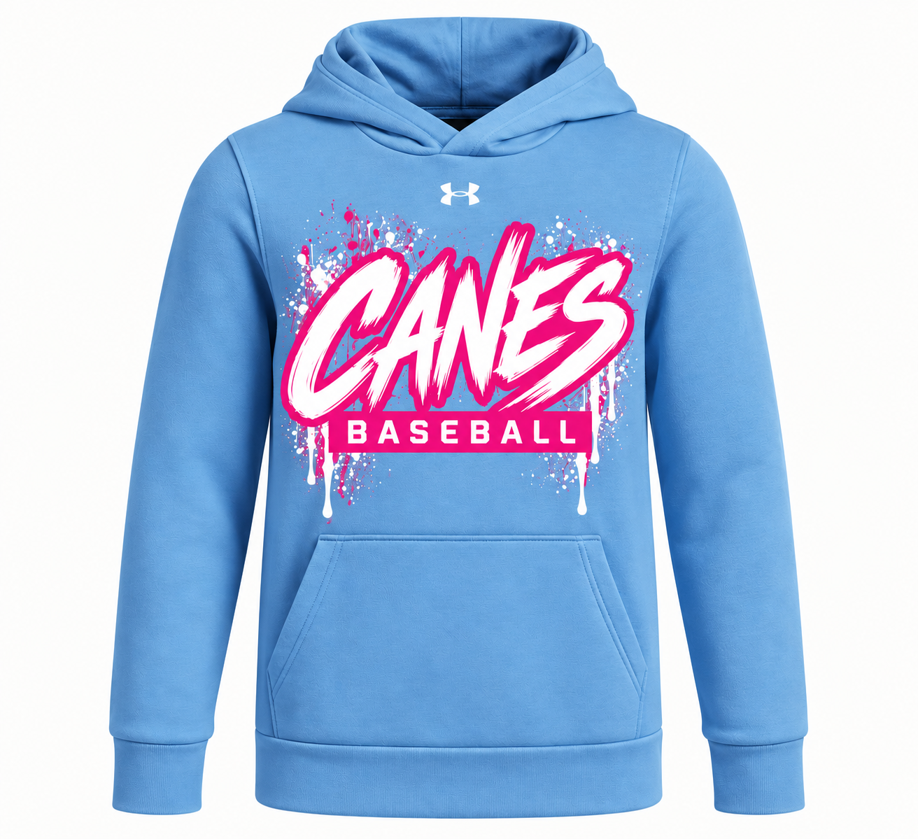 UA Canes Baseball Splatter Blue Hoodie