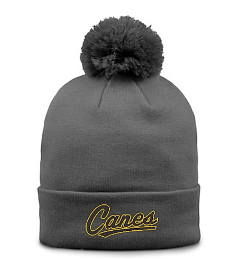 UA Roll-Up Grey Knit Beanie w/Pom-Pom