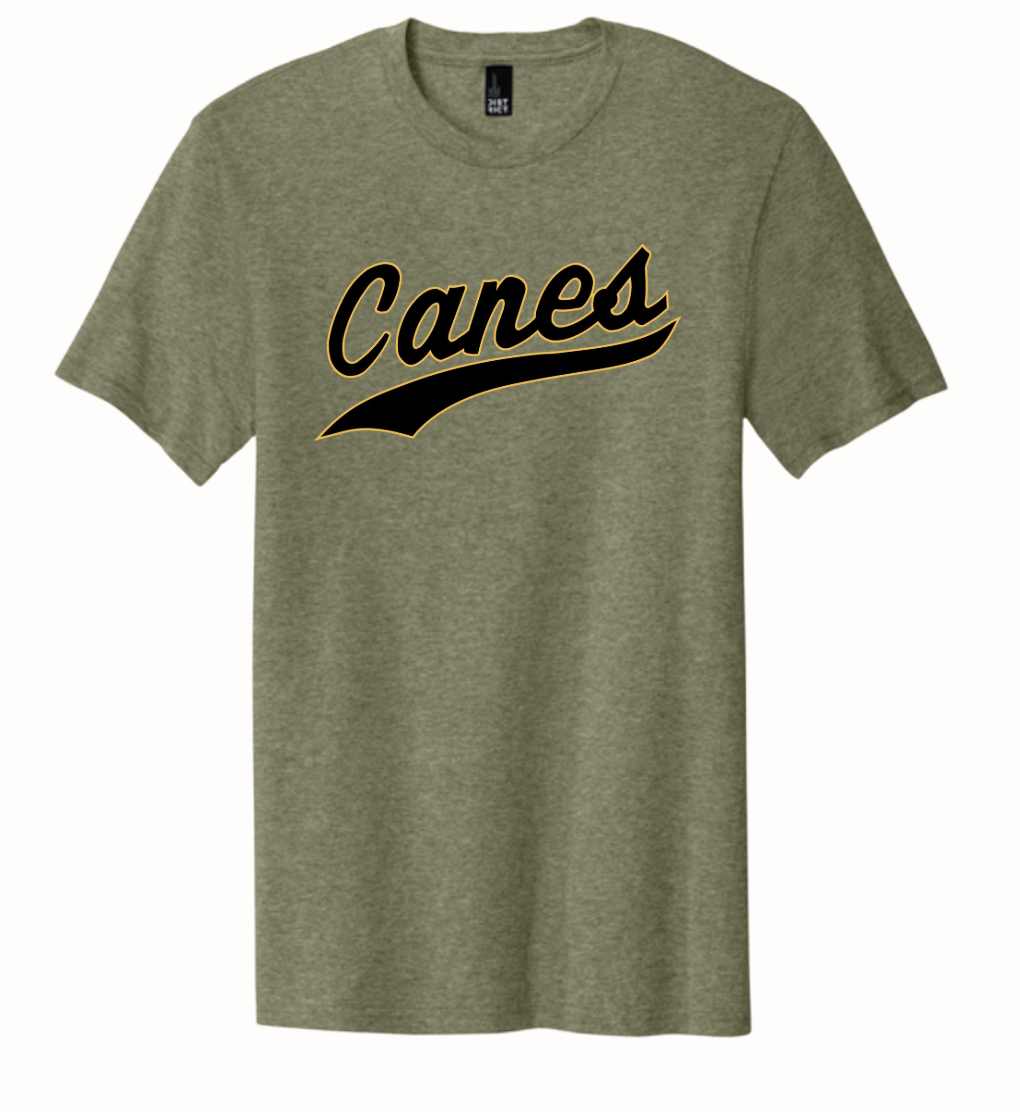 Canes Script Military Green Cotton Blend Tee