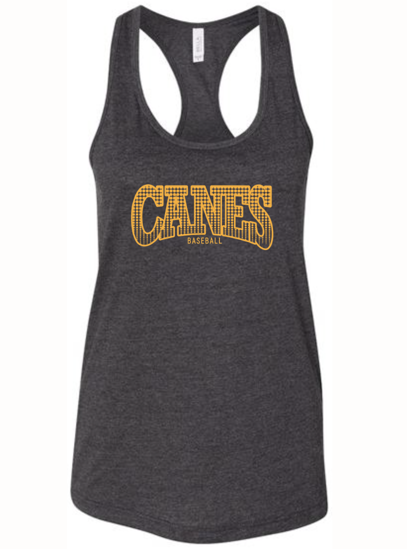 Canes Baseball Dots Tri Blend Racerback Tank
