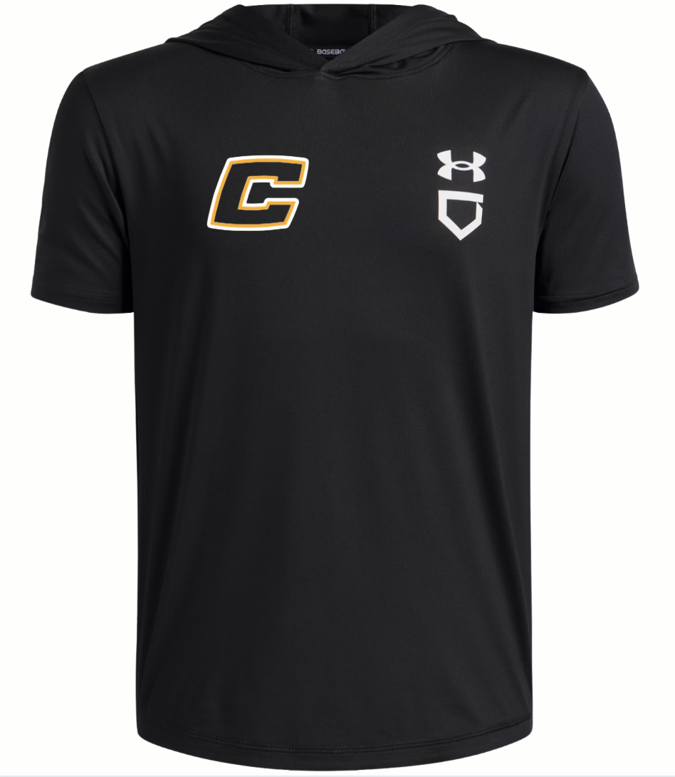 UA Canes C Lightweight Black Short Sleeve Hoodie Adult