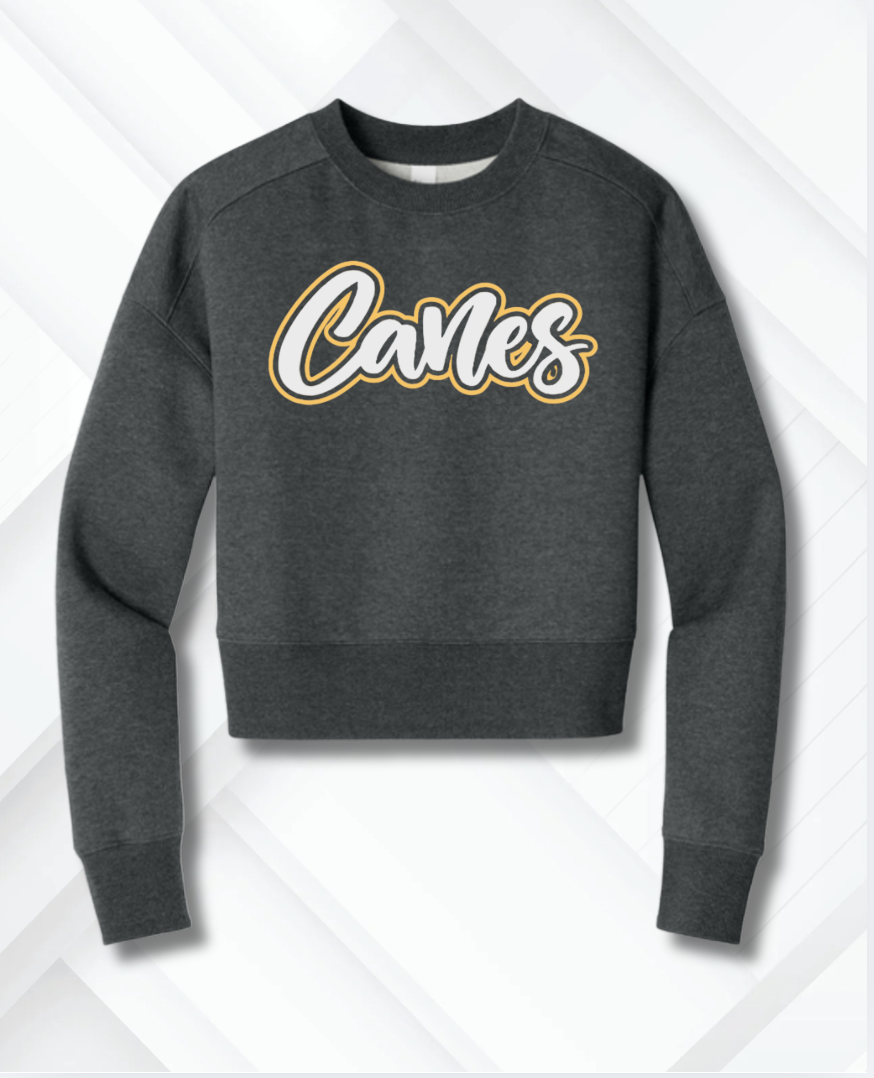 Charcoal Fleece Cropped Crew Puff Canes