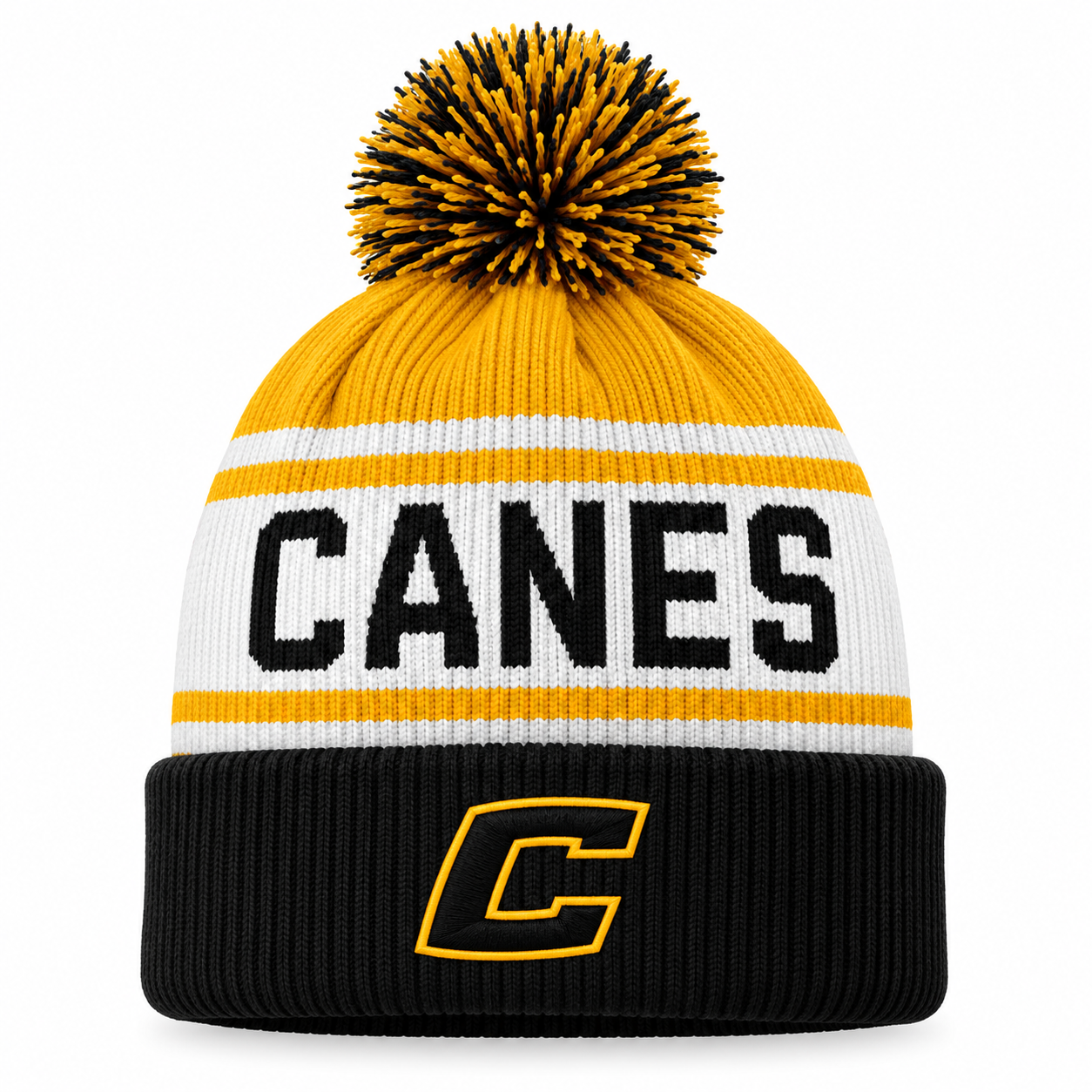 Canes Custom Stripe Pom Beanie