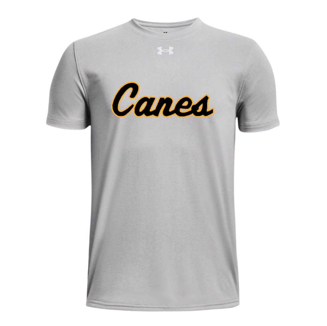 UA Canes Grey Script Tech Tee