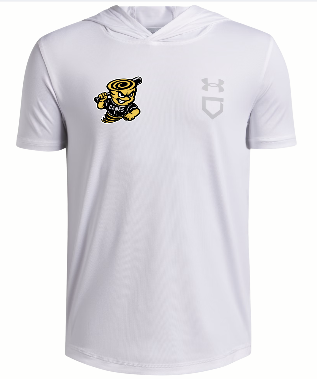 UA Canes Harry Cane Lightweight White Short Sleeve Hoodie Adult