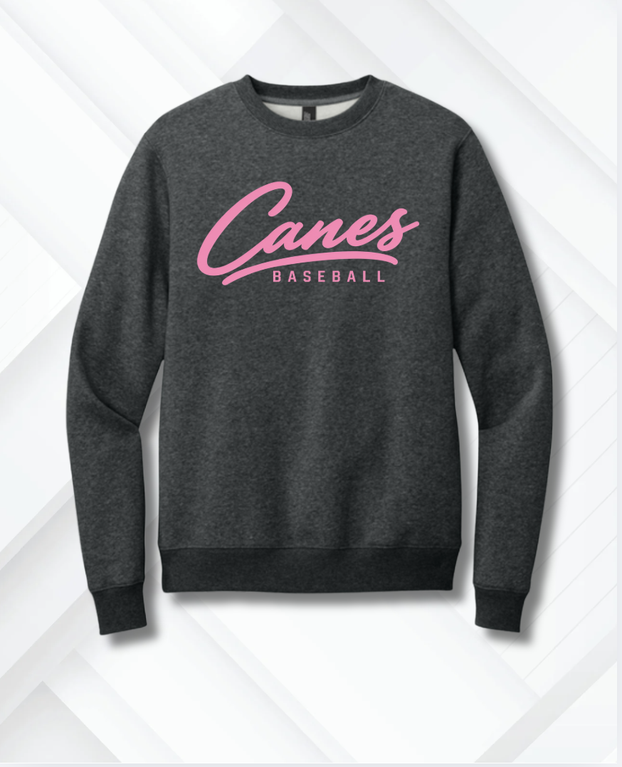 Charcoal Fleece Crew Pink Canes