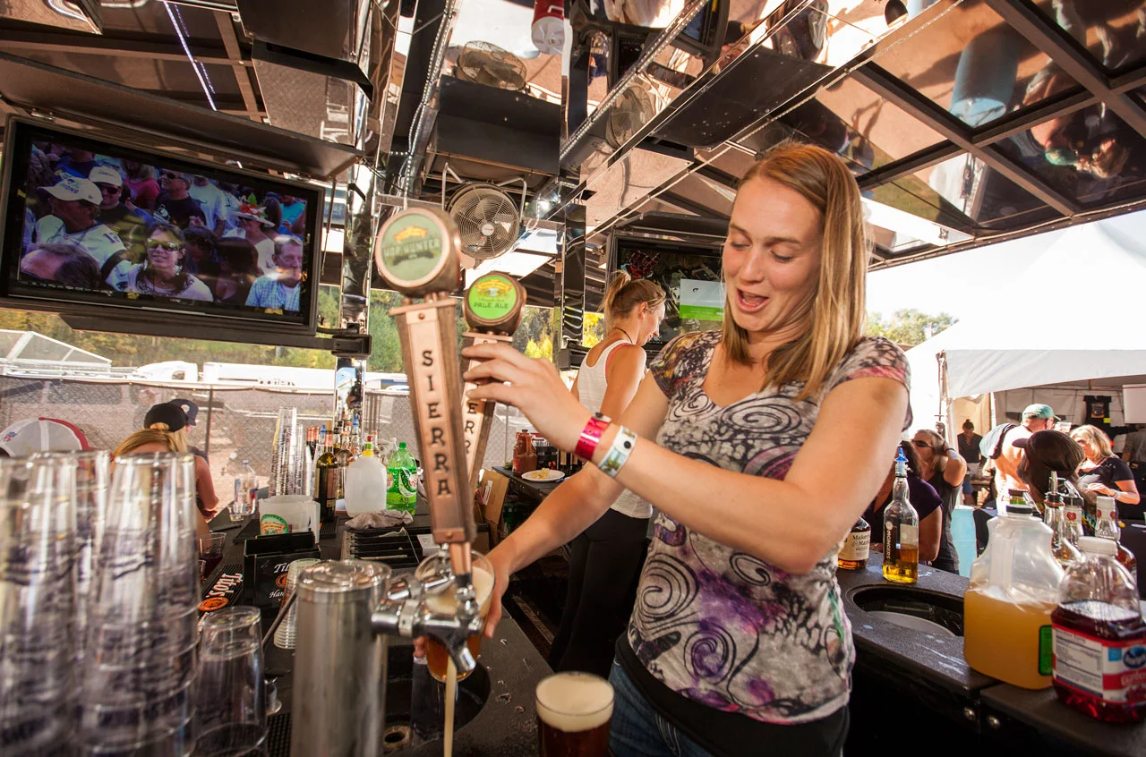 Relax at the two sports bars with 8 HDTVs to watch NCAA or NFL while watching the festival stage