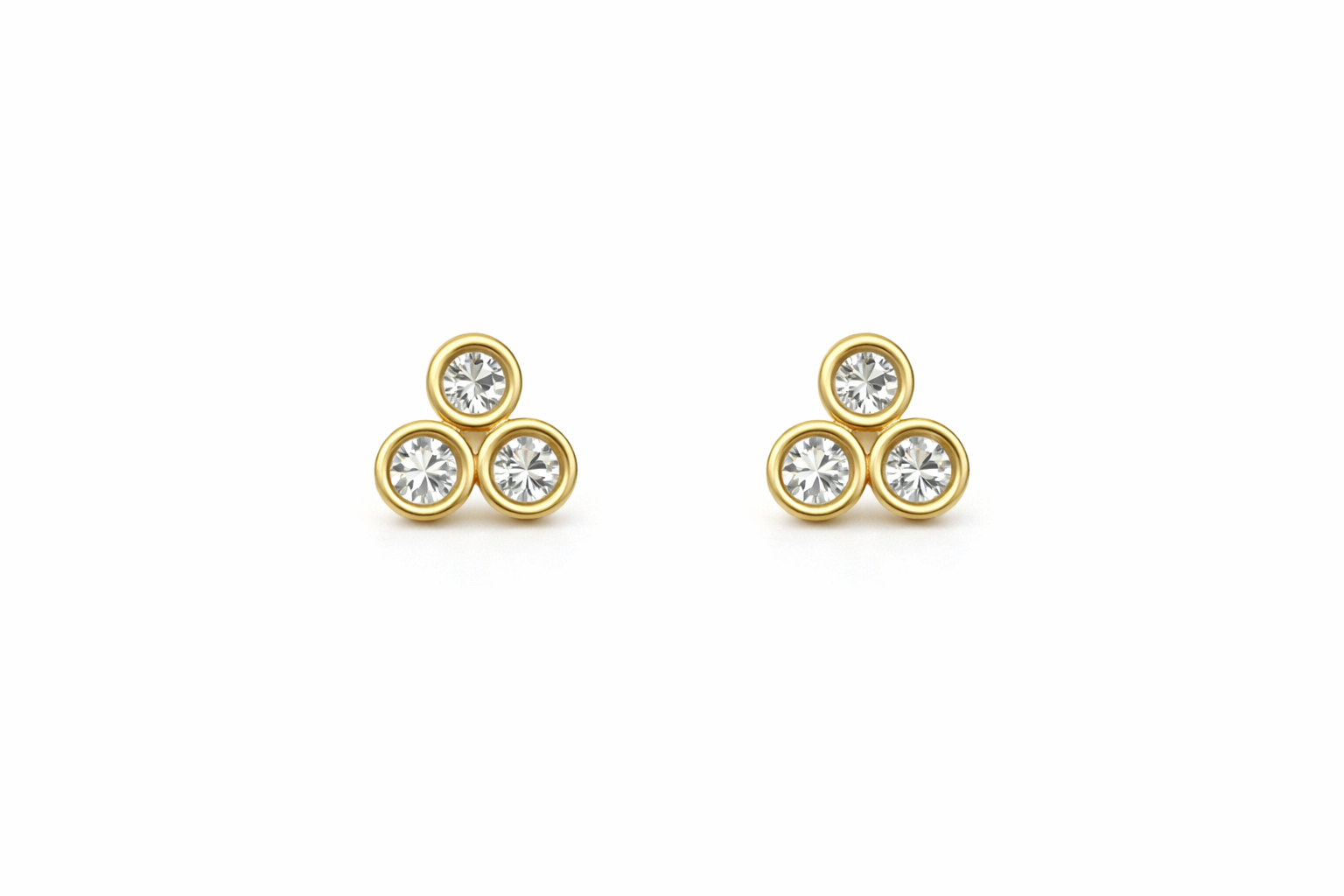 14k Gold Trinity Diamond Studs