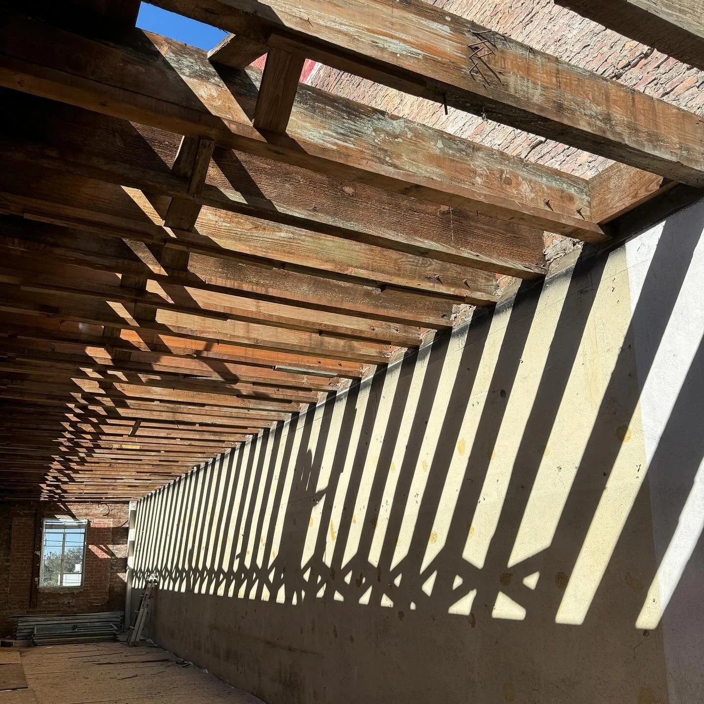 We&rsquo;re taking off the floor at 412 MLK, and grabbed this neat arty photo of Kelley in action. 👀 Bricks are down, one floor down, and more floors to go! 

#salvage #decon #deconstruction #shadows #flooring #crowbar #412mlk #mlk #projects #rps #r