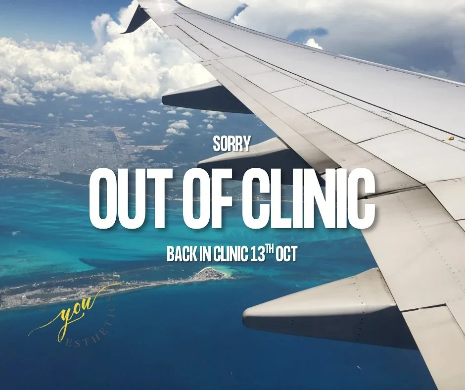 Im off and back in clinic on the 13th October 

I will check messages when I can but the wifi and phone reception is limited on the 🚢. So replies will be slower then normal

Remember you can book with the Glowday link in bio