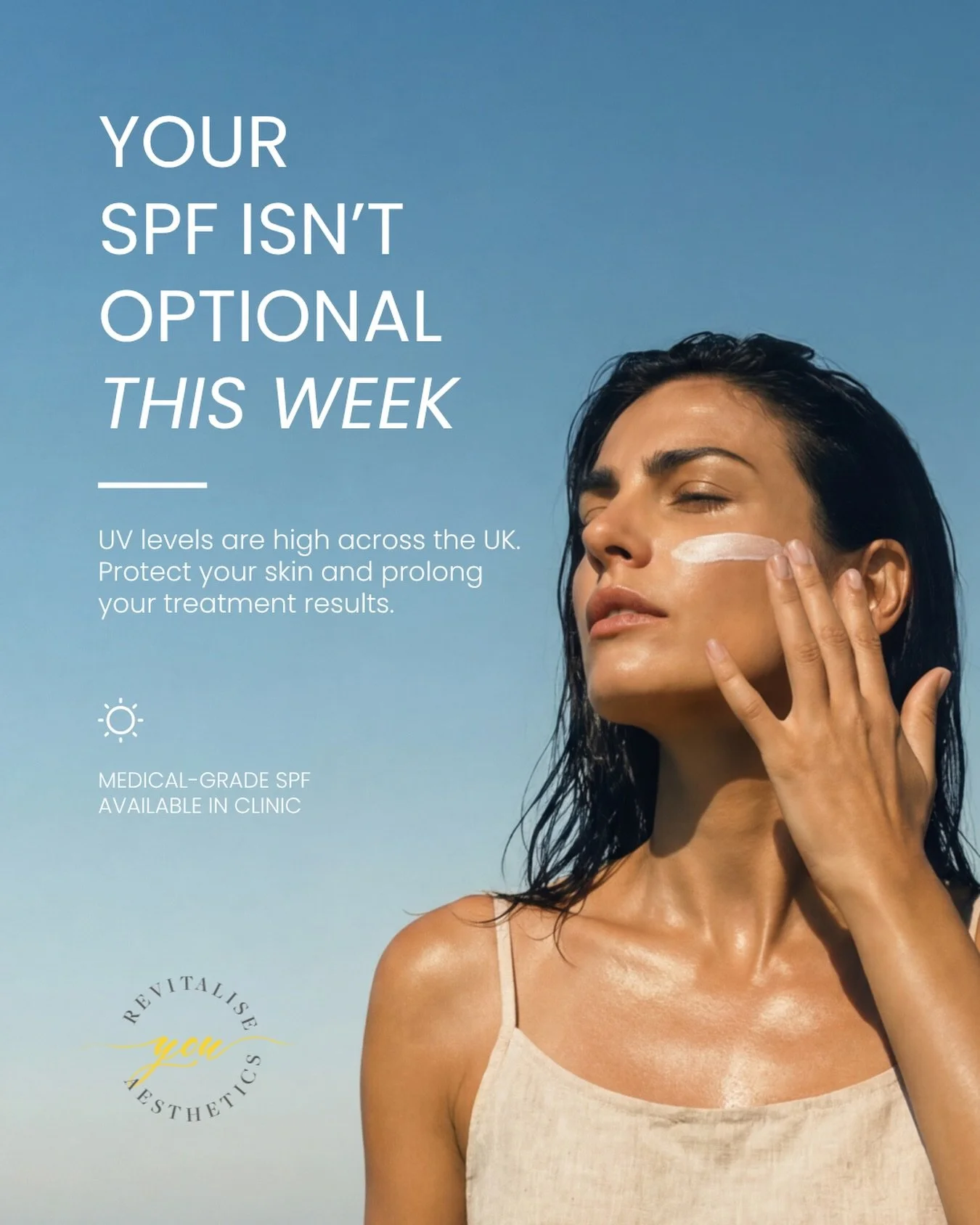 The UV is high, the sun is out ☀️ 

Don&rsquo;t forget to protect your skin! It will thank you 

If you still haven&rsquo;t found that SPF that suits your skin! That your happy to wear everyday, then get in touch there are many great options 

#spf #
