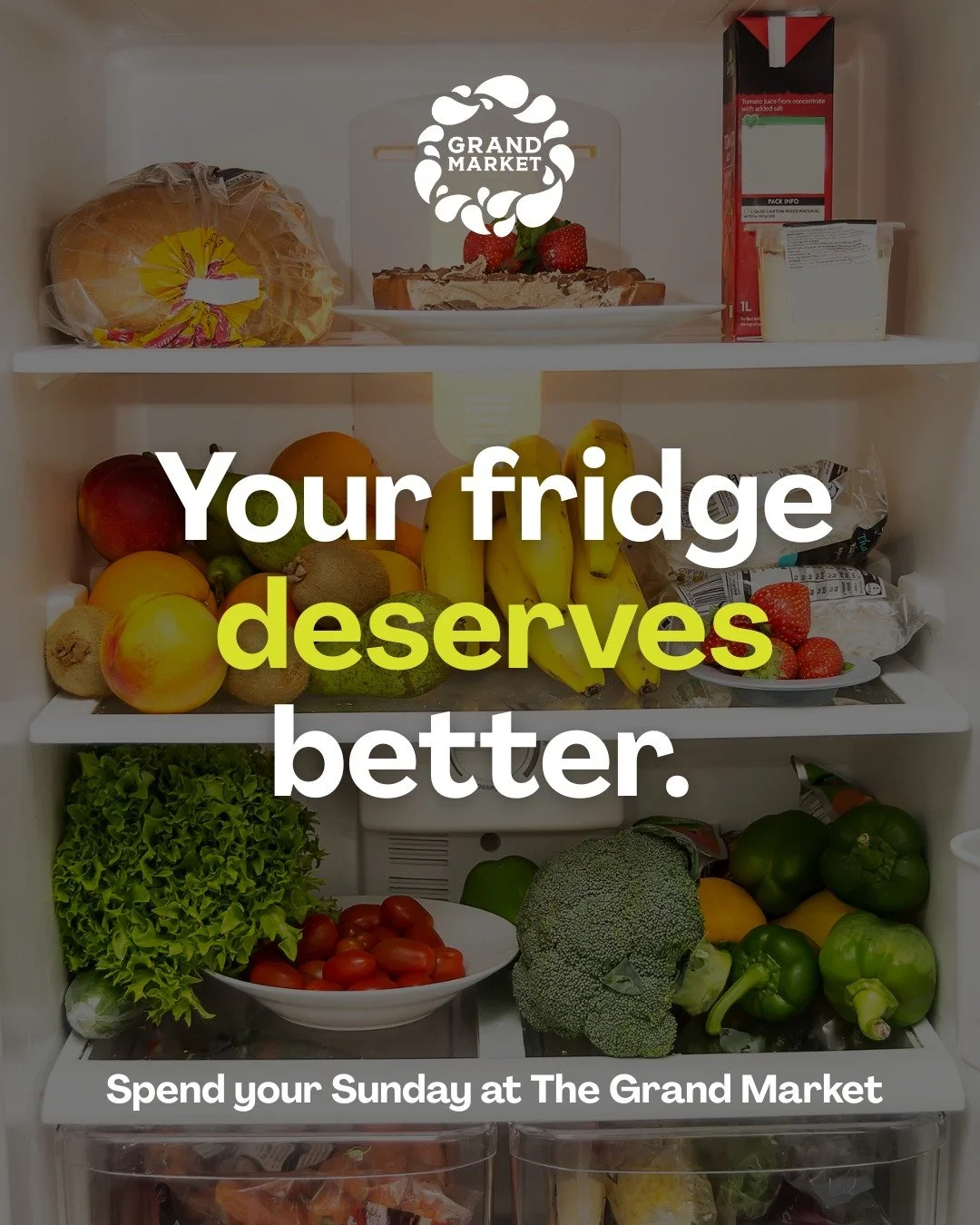 Your fridge deserves better. 🥕🍓

Spend your Sunday at The Grand Market and fill it with fresh, local goodness straight from the market to your fridge. From produce to handmade treats, we&rsquo;ve got everything you need to make your week a little b