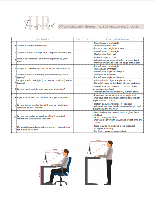 Office Workspace Ergonomics SelfAssessment Checklist — HR Transformed
