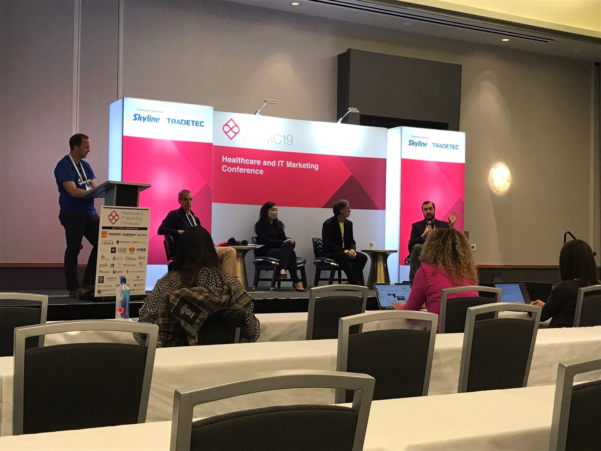 Health IT Media Panel at #HITMC 2019: John Lynn (moderator), Brian Eastwood, Jennifer Joe, MD, Fred Bazzoli, Jack Murtha