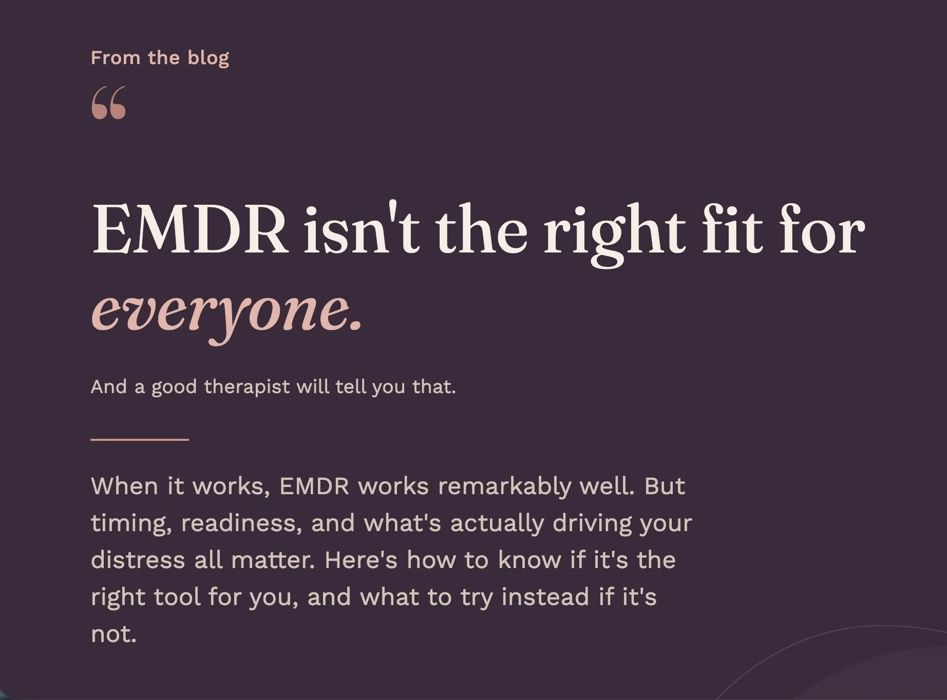 Why EMDR Isn't for You