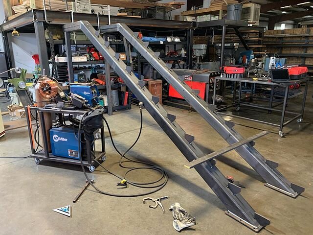 Double stringer staircase in production for a project in Colorado.