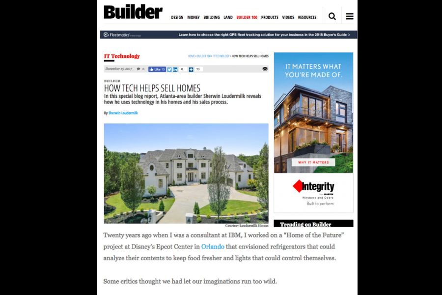 Builder Magazine Guest Column: How Tech Helps Sell Homes