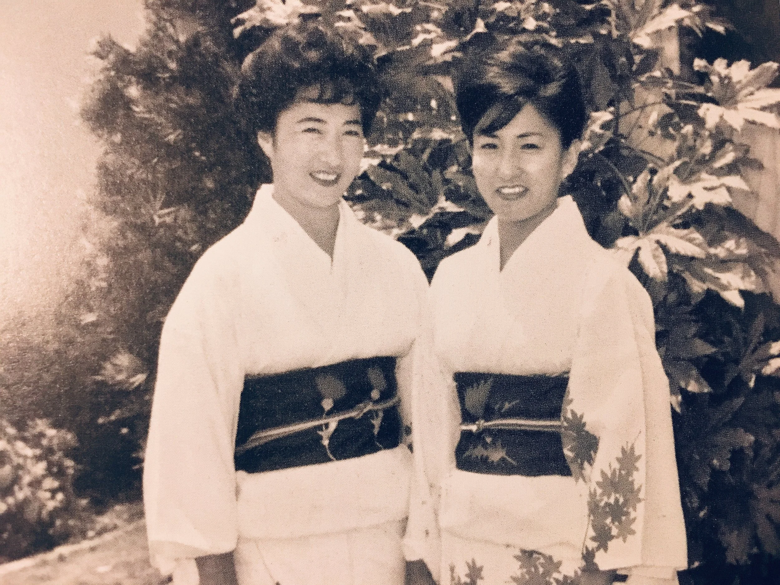 Grace Toya (right) and her sister Yuki (left) dressed in kimono for Obon.