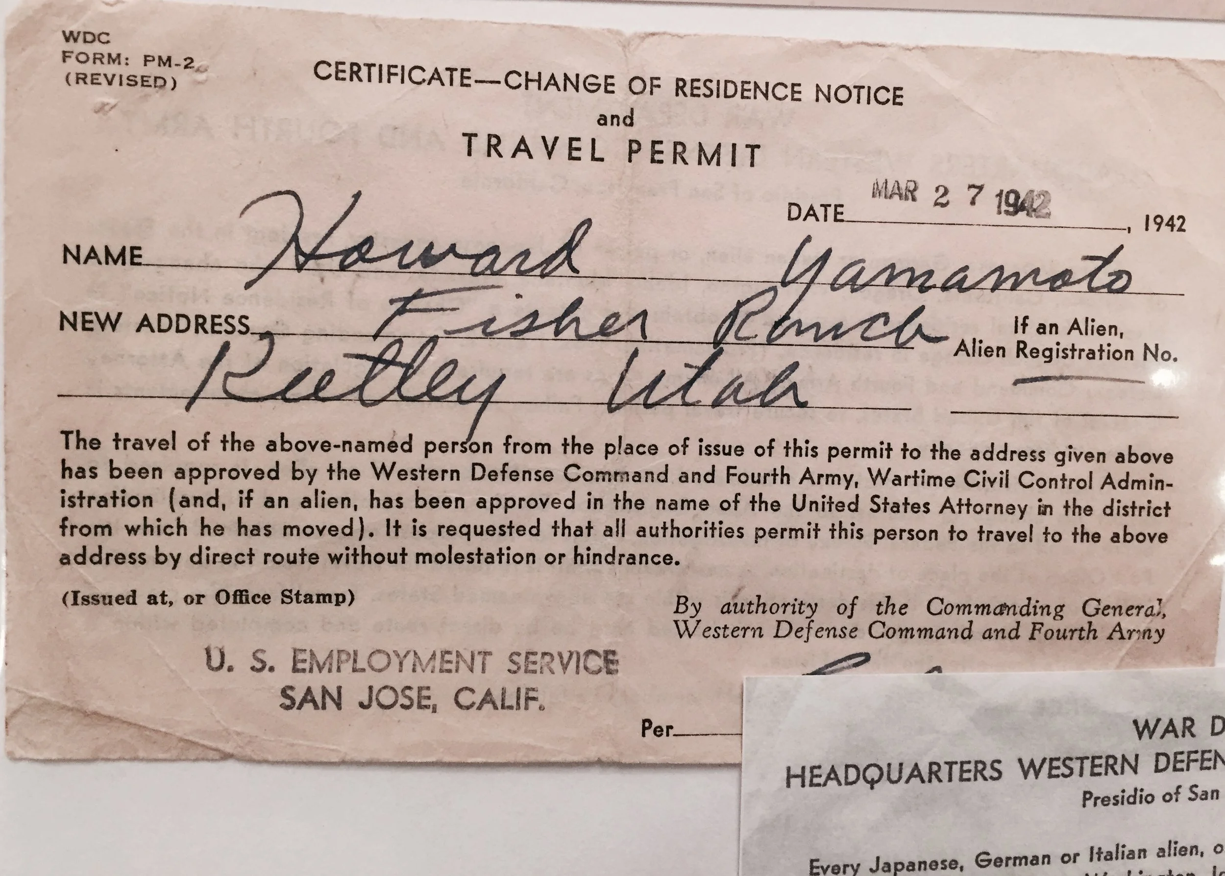 Howard’s travel permit to leave California