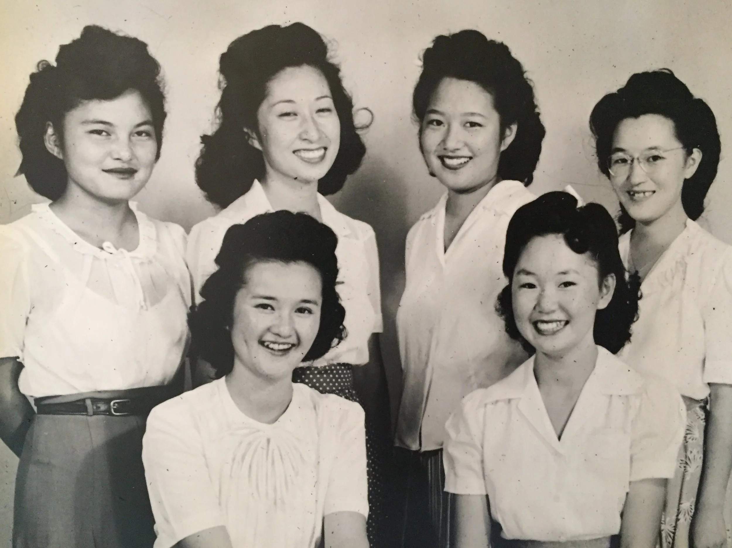 Maru, far right back row, and her friends, the “Six Inseparables.”