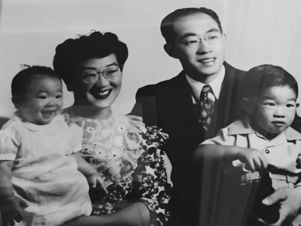 A Maebori family photo taken in Boise just before they returned to Auburn, Washington. From left to right: Teresa, Michiko, William, and Stan