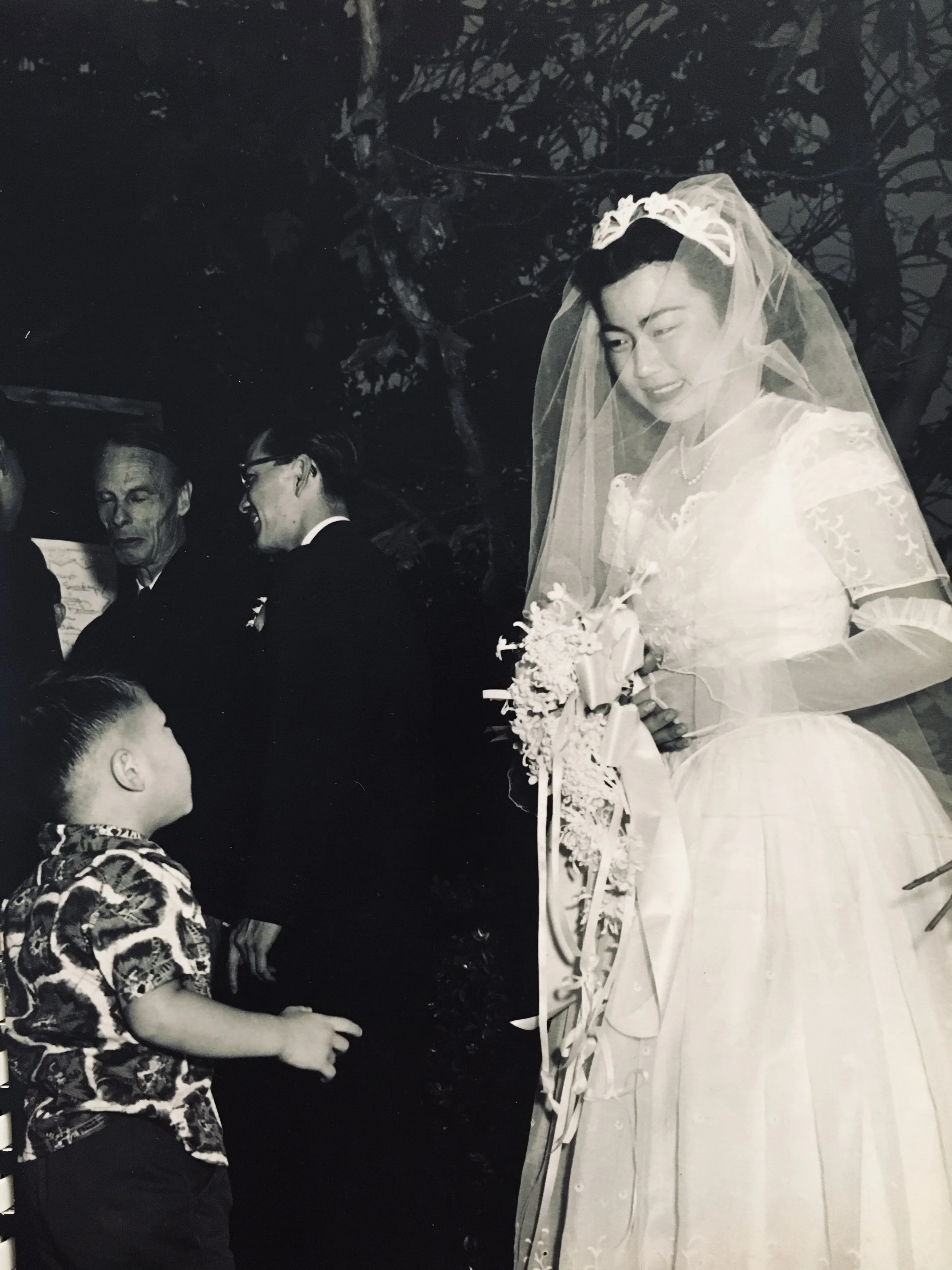 Yuri on her wedding day. Clarence Matsumura is on the left, facing away.