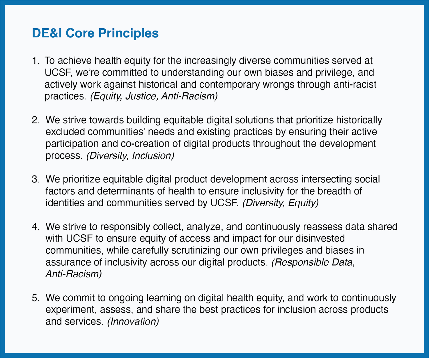DE&I Core Principles