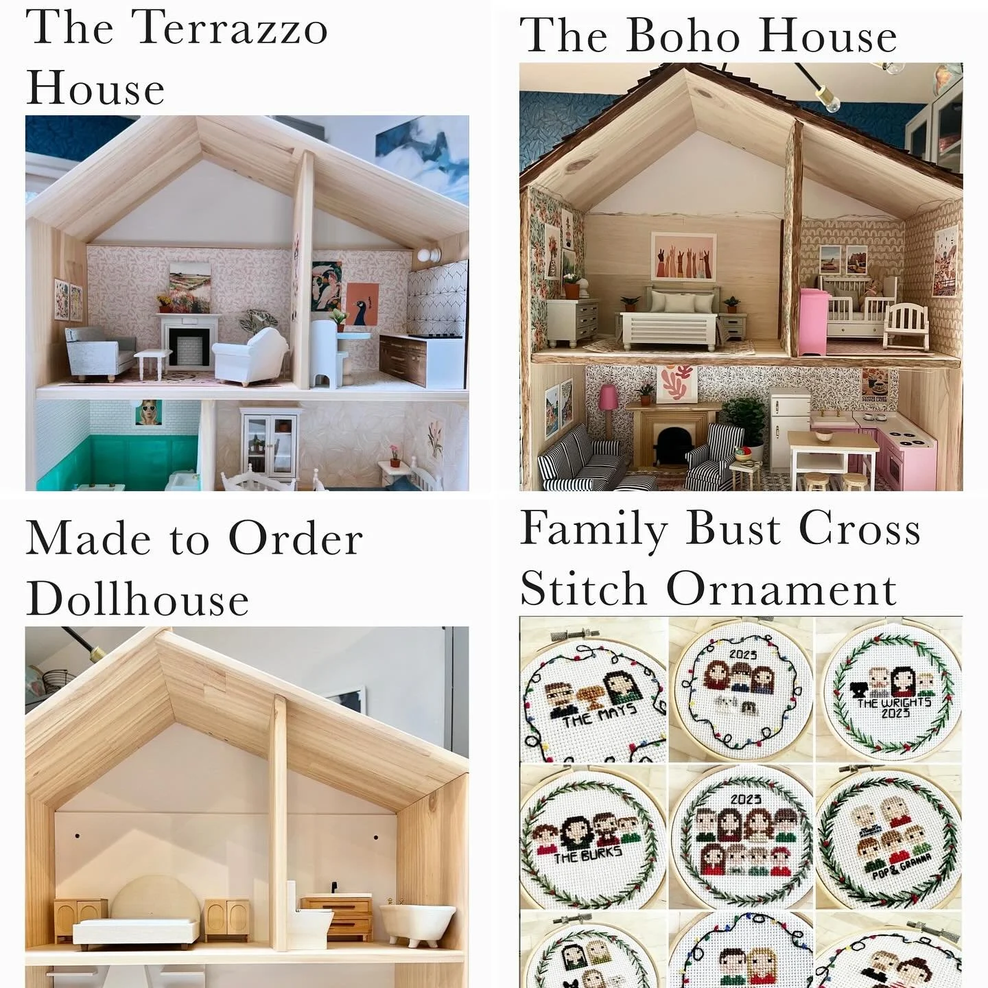 New listings in the shop!  I&rsquo;m so excited to finally have dollhouses posted - and there&rsquo;s a custom option!  Visit athensstitchery.com/shop