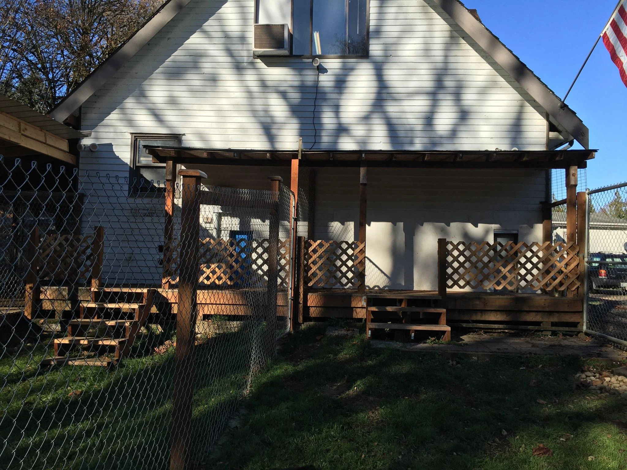 Every run has a little front porch for your pooch
