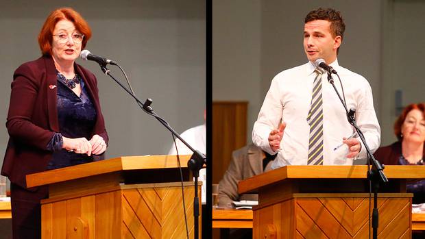 National MP Maggie Barry and Act Party leader David Seymour stand at opposite ends of the spectrum for Seymour's End of Life Choice Bill. Photo / Bevan Conley.