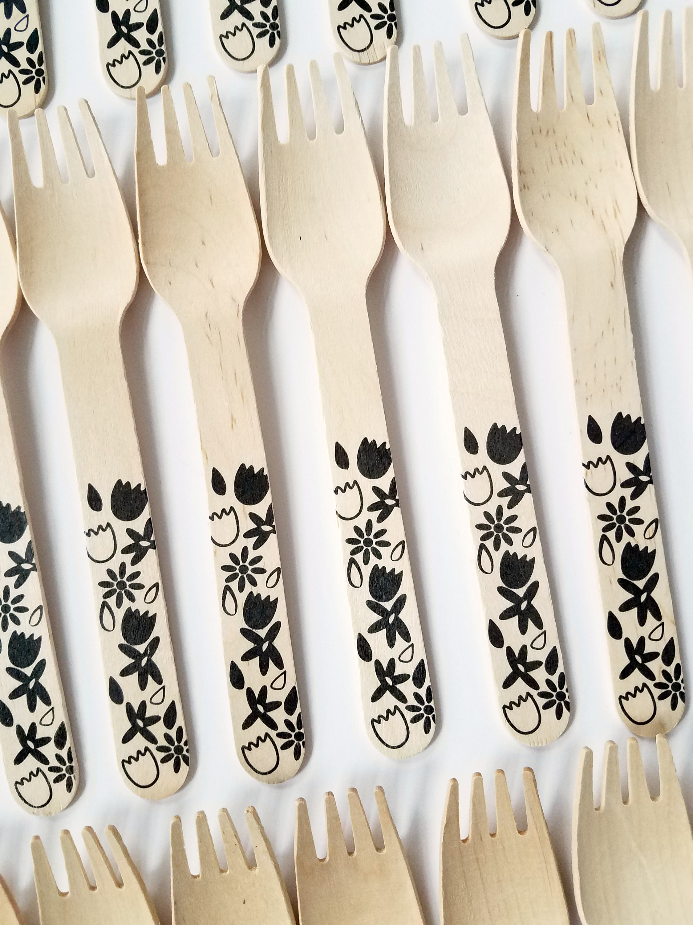 Floral Bamboo Utensils