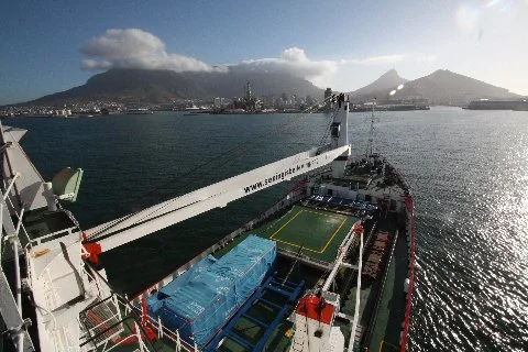 Containers and Sir Ranulph Fiennes depart for Antarctica