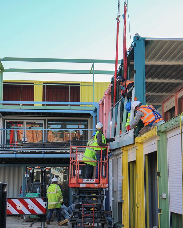 Our team are currently on site working on our latest container scheme for Camden Market #ContainerCity